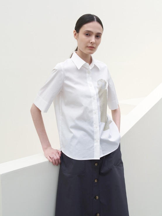 Half sleeve print blouse M3B210