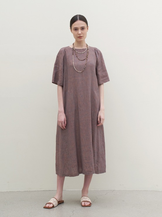 Natural texture linen dress M3B516