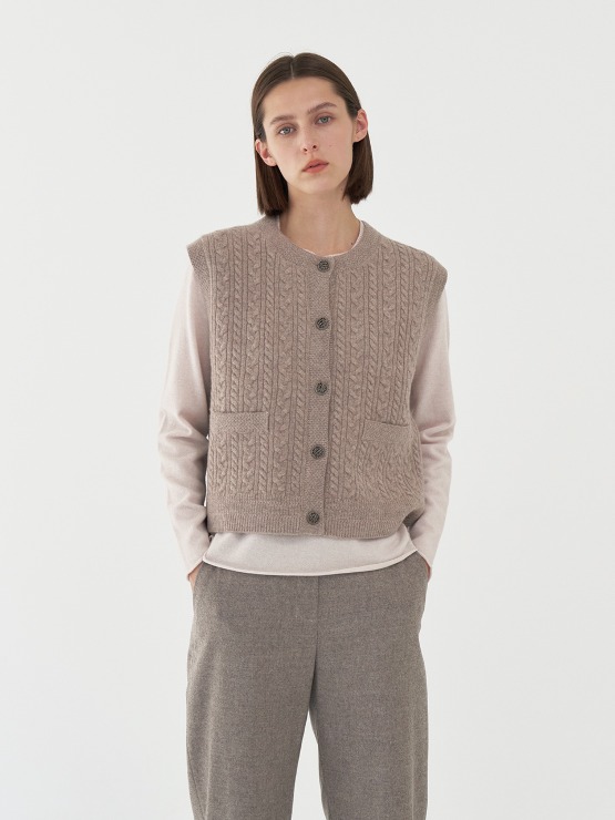 Merino wool 100% cable knit vest M3D608LBR