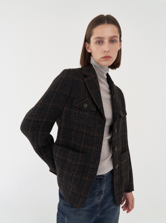 Virgin wool check pattern jacket M3D101