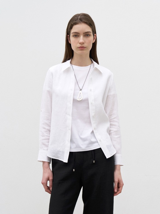 Linen 100% classic shirt blouse M4B204WH