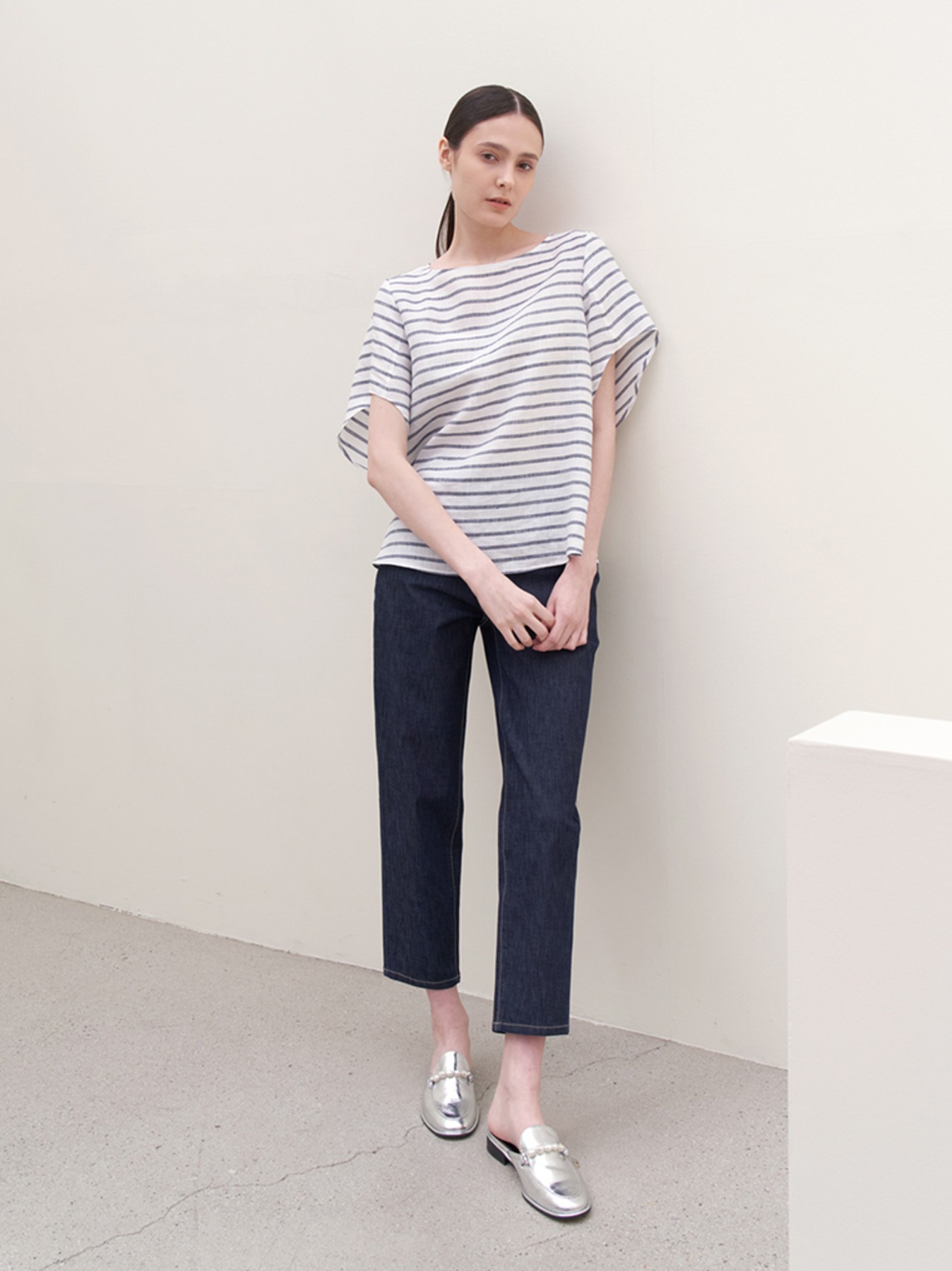 Linen stripe blouse M3B206