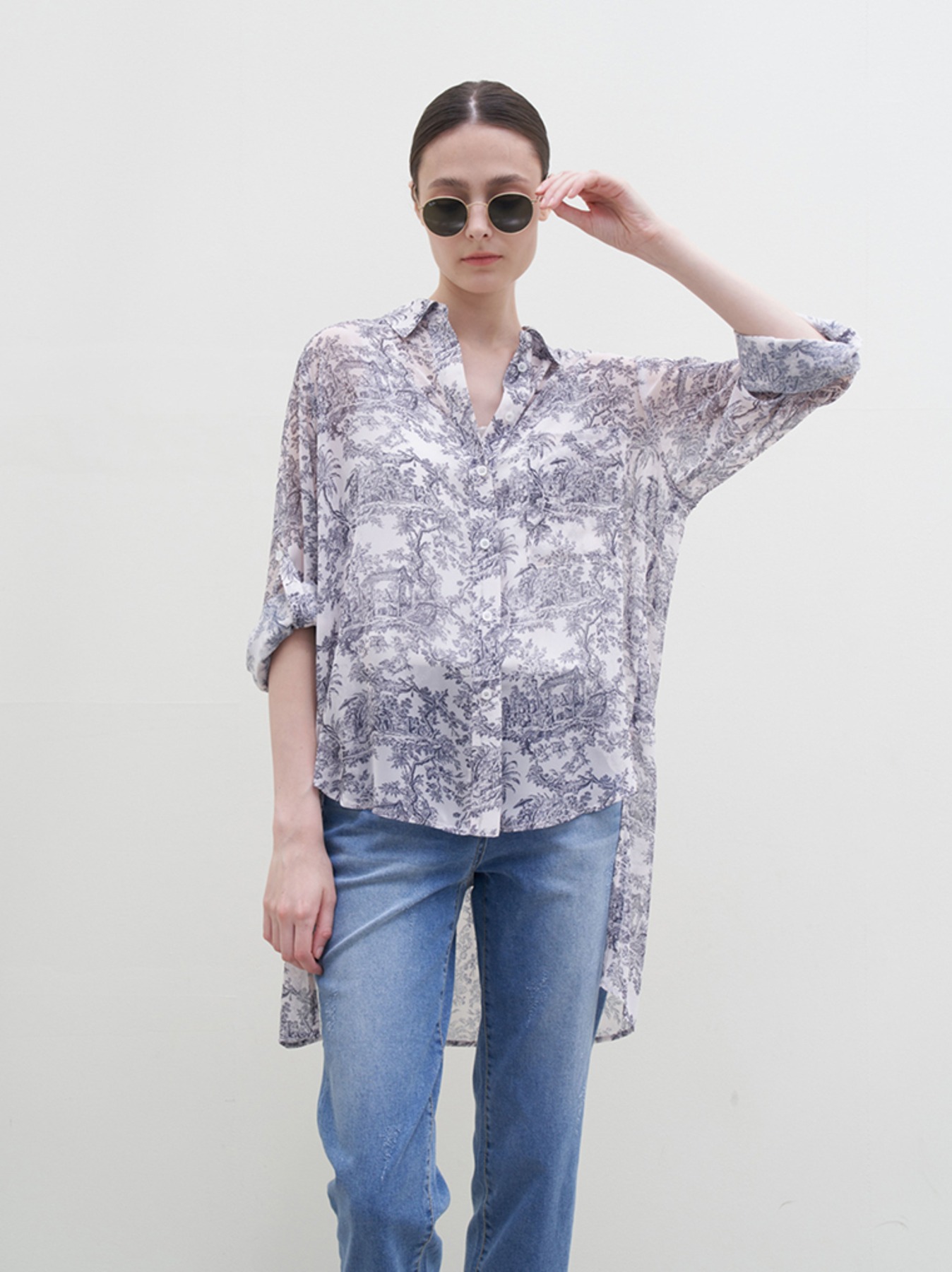 Mono printing chiffon blouse M3B208