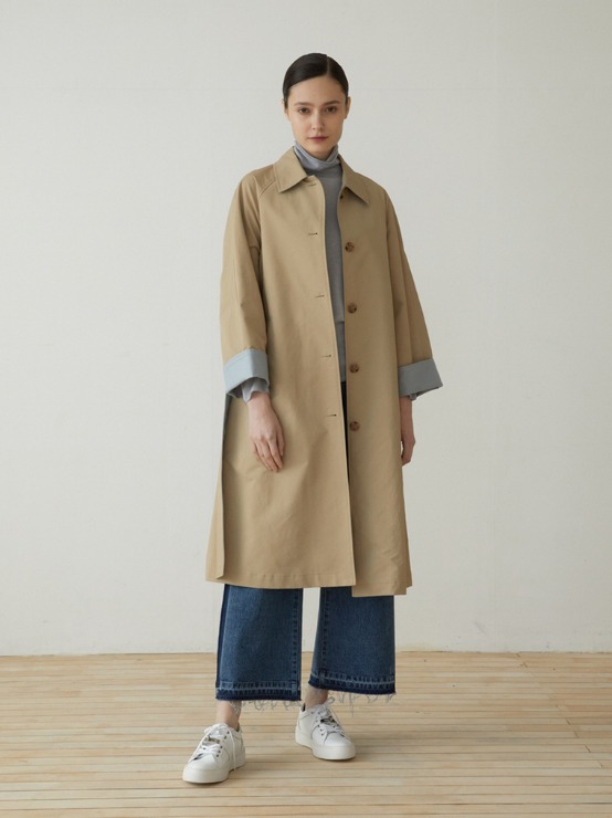 Stand collar single trench coat M3A701