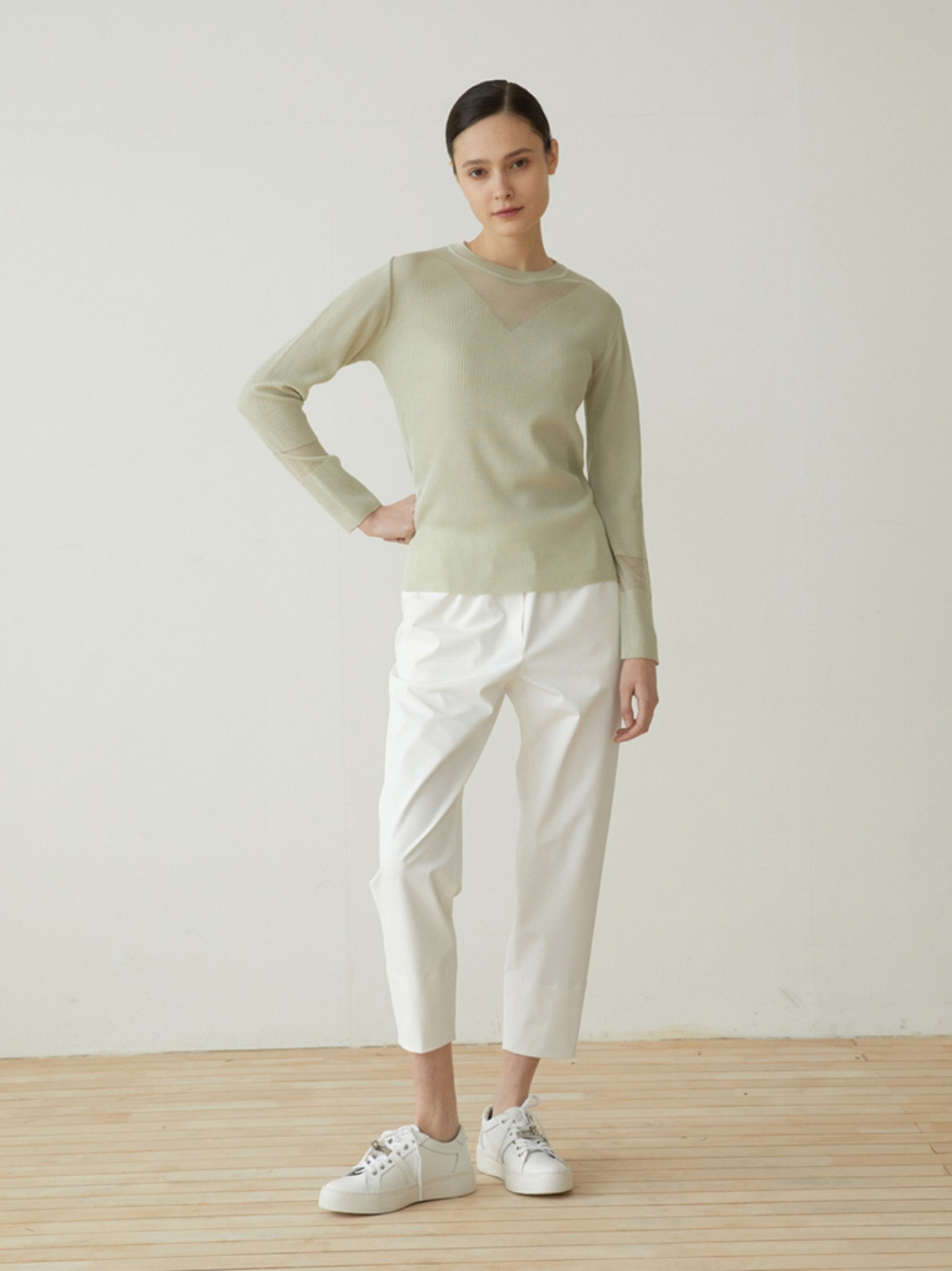 V-neck see through pullover knit M3A601