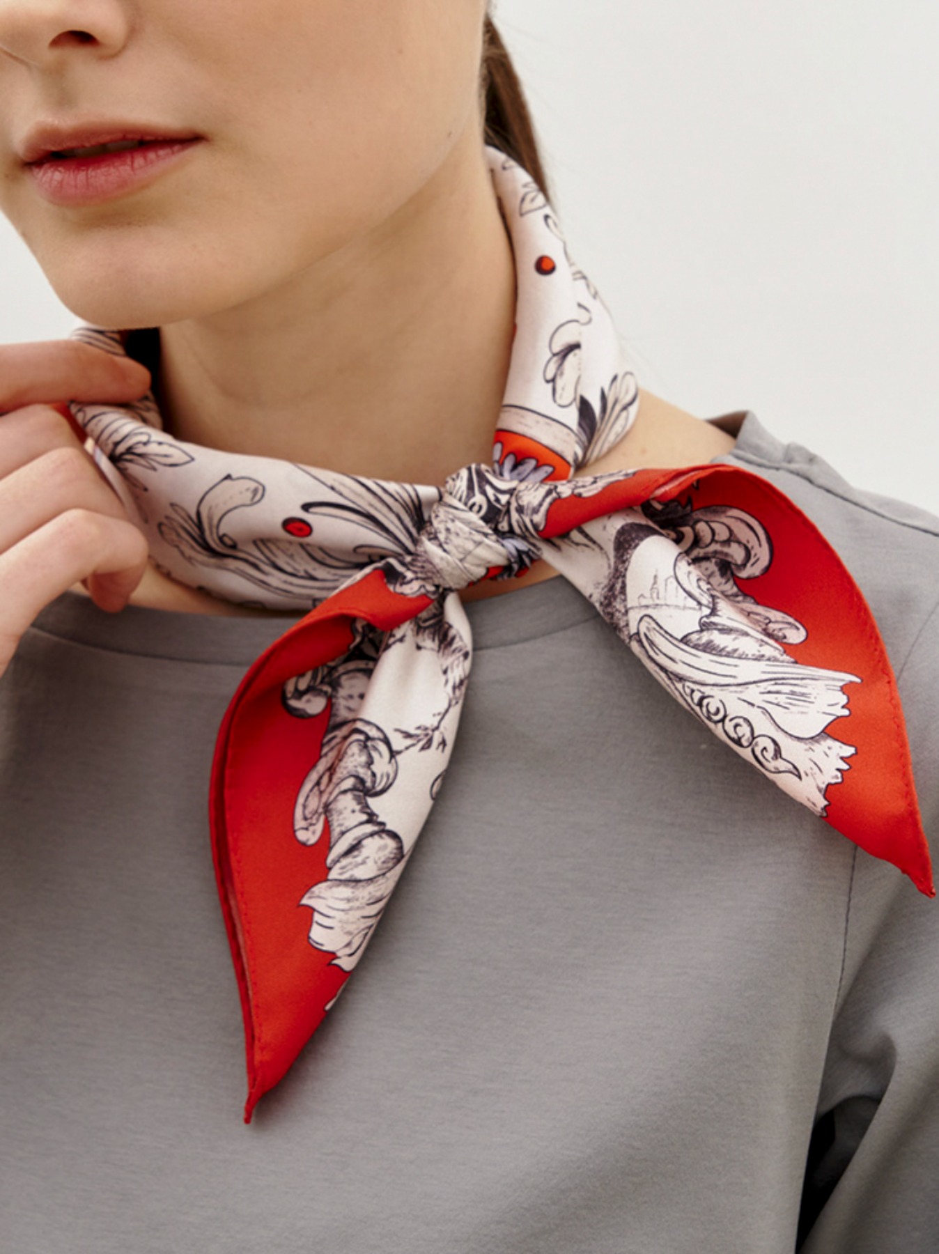 Floral print silk scarf M3ESF951