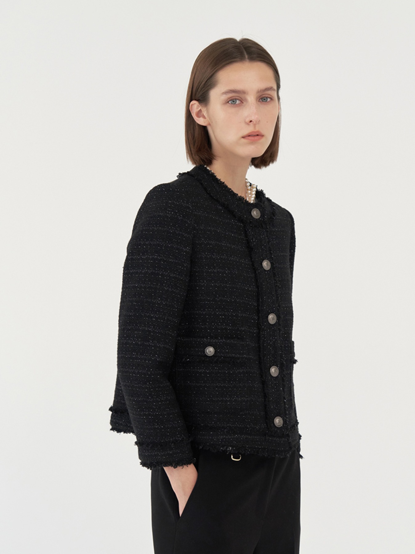 Wool blending tweed jacket M3C106BK