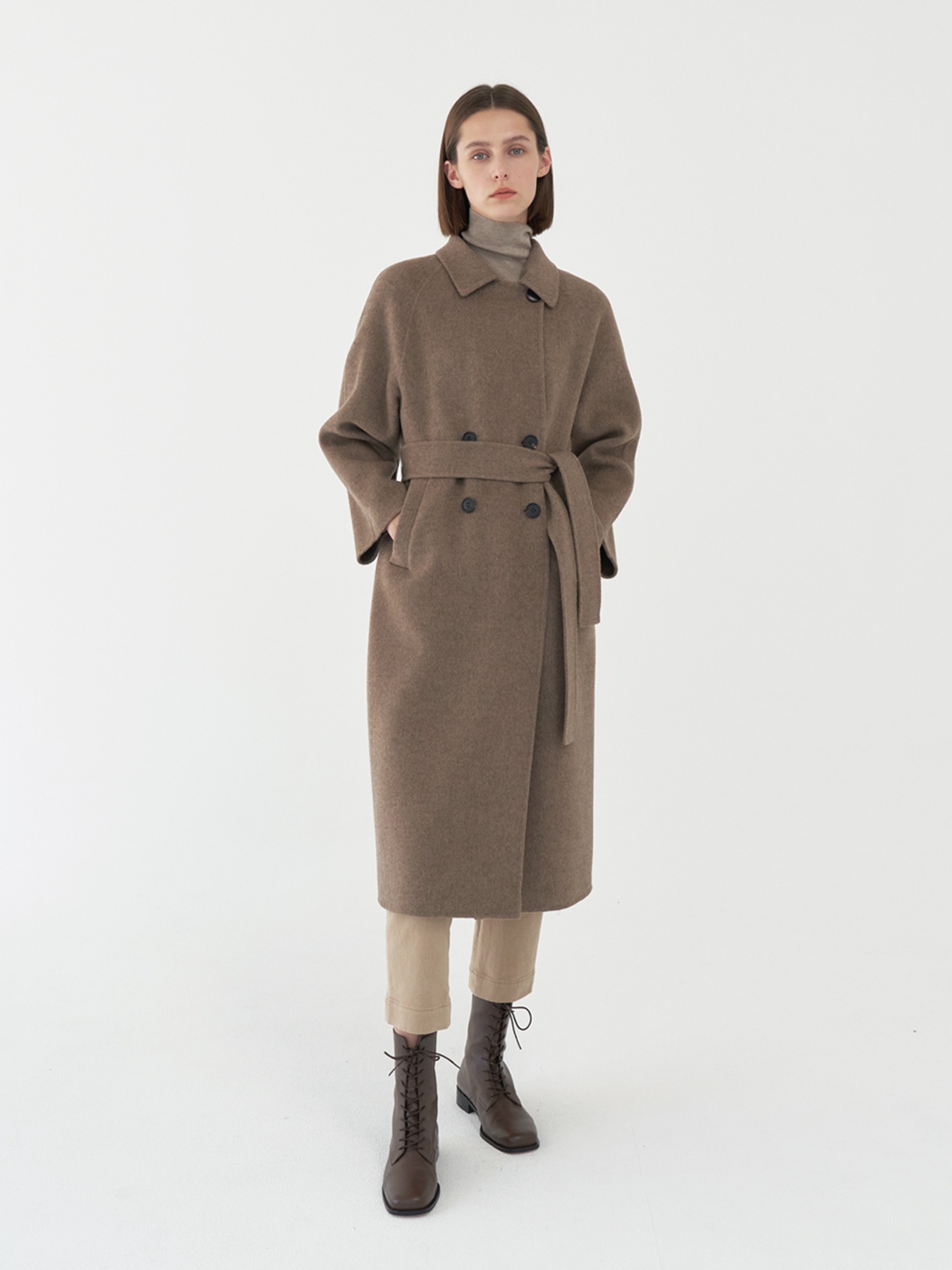 Cashmere blend hand-made long coat M3D772