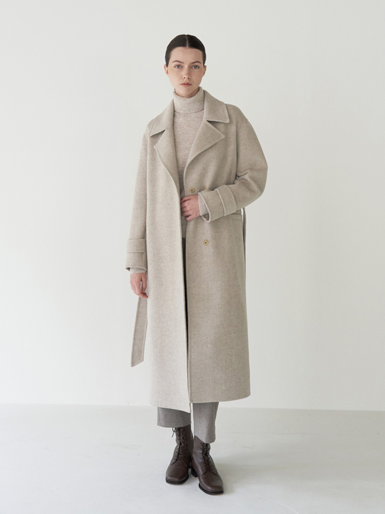 Wool blend hand-made long coat M3D785LBE