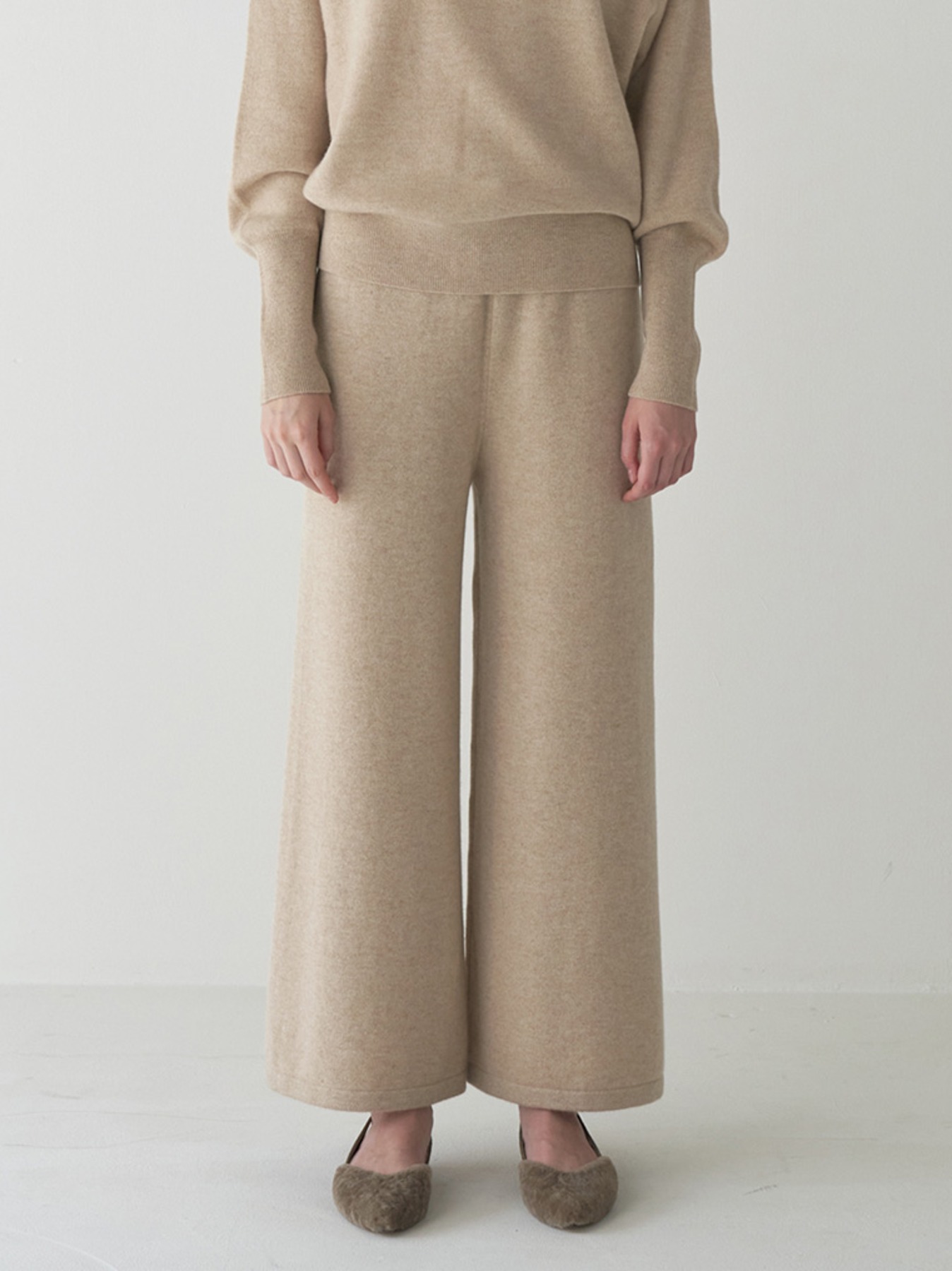 Cashmere 100% wide knit pants M3D615