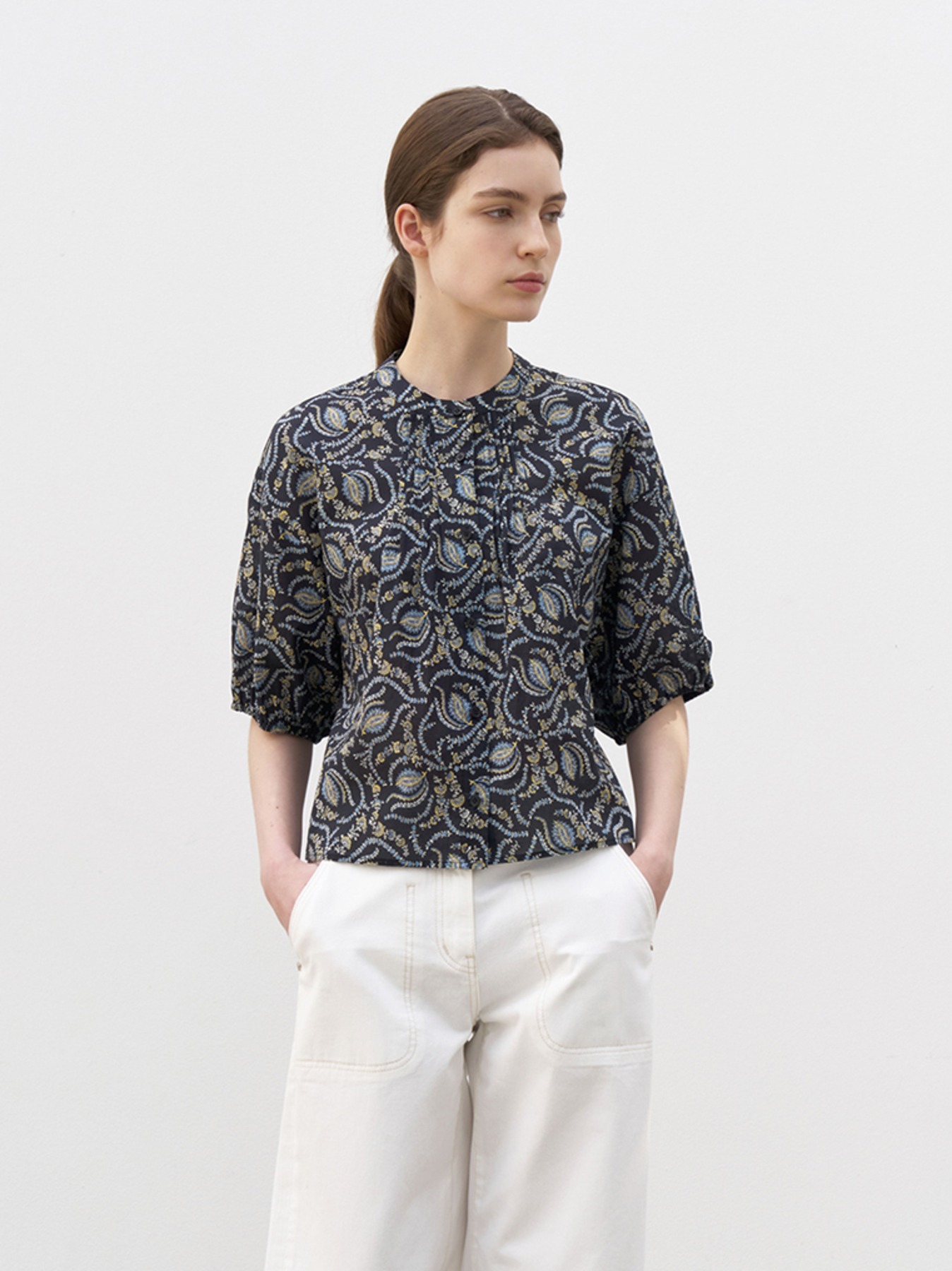 Flower pattern print blouse M4B208